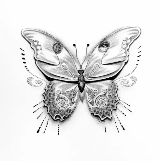 Butterfly with buffalo tattoo design idea