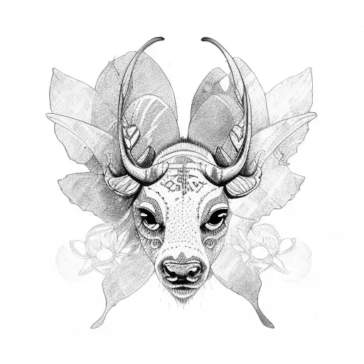 Butterfly and buffalo tattoo design idea