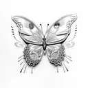 Butterfly with buffalo tattoo design idea