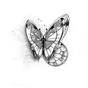 Butterfly with buffalo tattoo design idea