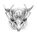 Butterfly and buffalo tattoo design idea