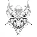Butterfly and buffalo tattoo design idea