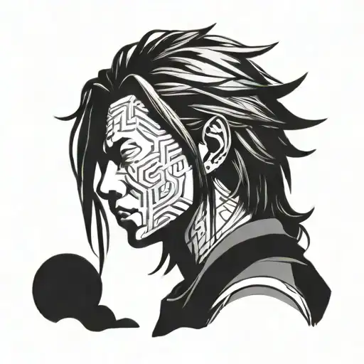 Uchiha Madara Face from Side Profile Realistic Portrait tattoo design idea