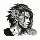 Uchiha Madara Face from Side Profile Realistic Portrait tattoo design idea