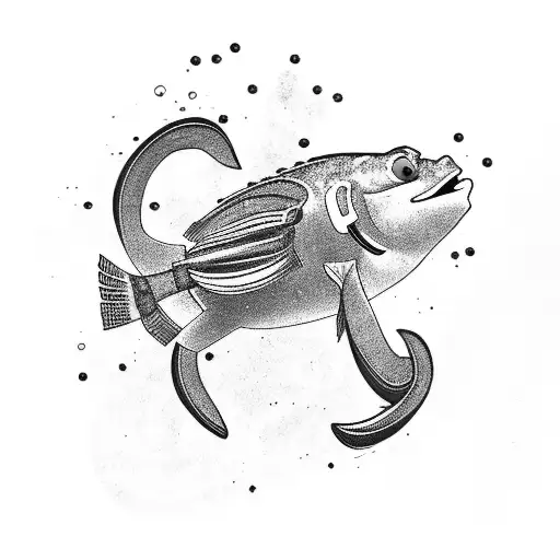 Nemo surrounded by black birds with the Band Arctic Monkeys logos  tattoo design idea