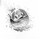 clown fish surrounded by black crows tattoo design idea