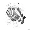 clown fish surrounded by black crows tattoo design idea