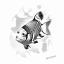 clown fish surrounded by black crows tattoo design idea