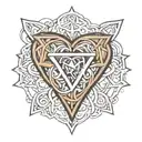 interlocking heart and triangle outline intertwined tattoo design idea