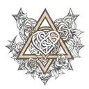 interlocking heart and triangle outline intertwined tattoo design idea