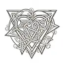interlocking heart and triangle outline intertwined tattoo design idea