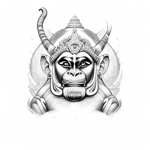 Hanuman khmer fight tattoo design idea
