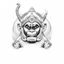 Hanuman khmer fight tattoo design idea