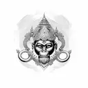 Hanuman khmer fight tattoo design idea
