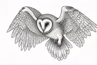 barn owl flying tattoo design idea