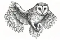 barn owl flying tattoo design idea