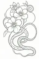 flowers and snake shedding its skin tattoo design idea