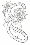 flowers and snake shedding its skin tattoo design idea