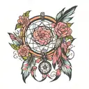 Feather Pink Dreamcatcher tattoo design idea