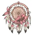 Feather Pink Dreamcatcher tattoo design idea