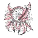 Feather Pink Dreamcatcher tattoo design idea