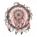 Feather Pink Dreamcatcher tattoo design idea