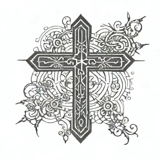 Cross with the numbers: 2002, 1983, 1980  tattoo design idea
