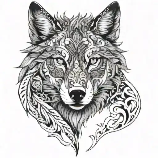Turkish style wolf tattoo design idea