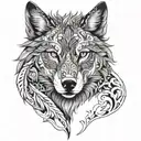 Turkish style wolf tattoo design idea