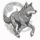 Turkish style wolf tattoo design idea