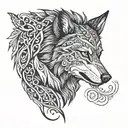 Turkish style wolf tattoo design idea