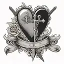 a heart with a sword going through one end and a cross coming out the other tattoo design idea