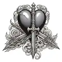 a heart with a sword going through one end and a cross coming out the other tattoo design idea
