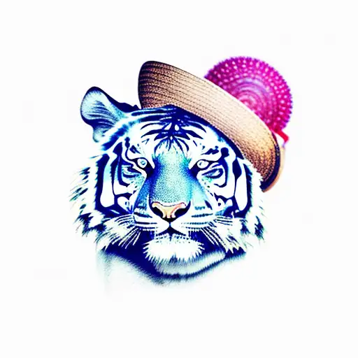Jesse smith's style; tiger head; straw hat; summer vibes; tattoo design idea