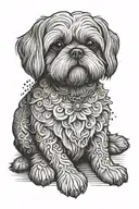 bollard and Shih Tzu sitting tattoo design idea
