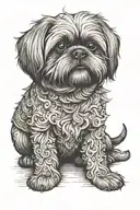 bollard and Shih Tzu sitting tattoo design idea
