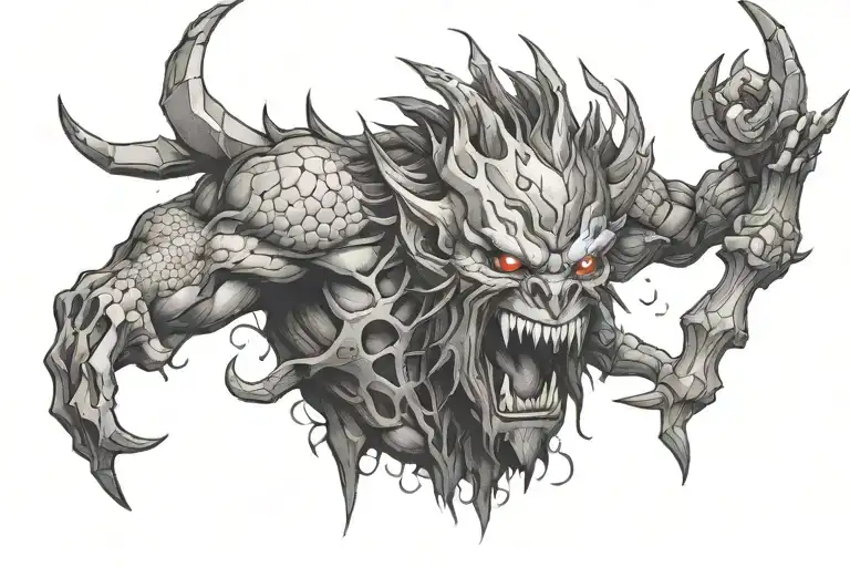 mental anguish demon berserker tattoo design idea
