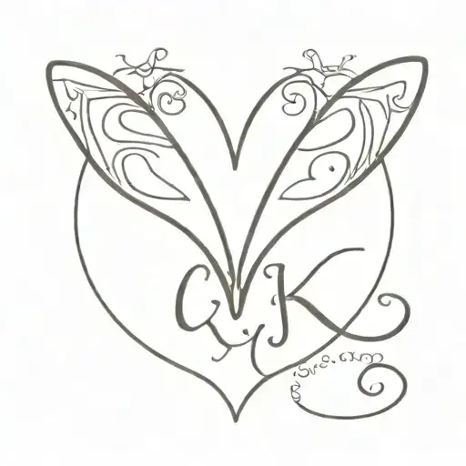 butterfly heart c k name letter tattoo tattoo design idea