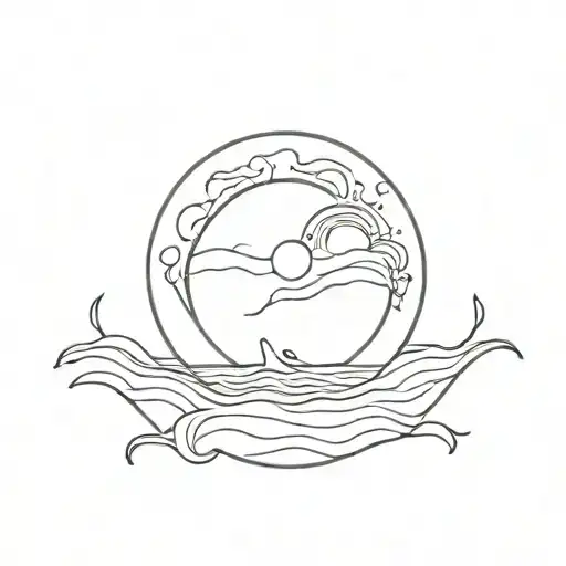 sea and sun moon tattoo design idea