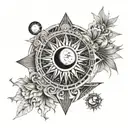 sea and sun moon tattoo design idea