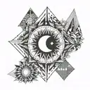 sea and sun moon tattoo design idea