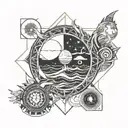 sea and sun moon tattoo design idea