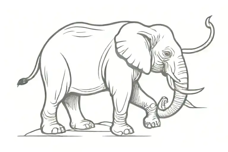 elephant holding trex arm with trunk tattoo design idea