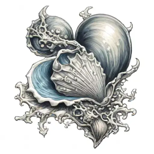 Seashell holding heart of the sea tattoo design idea
