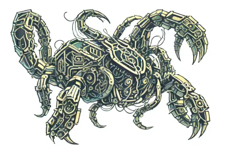 Scorpion made of computer parts tattoo design idea