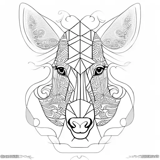 A horse's head formed by intricate cat patterns, combining the client's love for both animals tattoo design idea