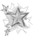 simple star anise with 3 small star anise elements at its edges  tattoo design idea