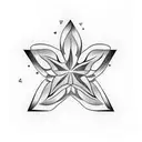 simple star anise with 3 small star anise elements at its edges  tattoo design idea
