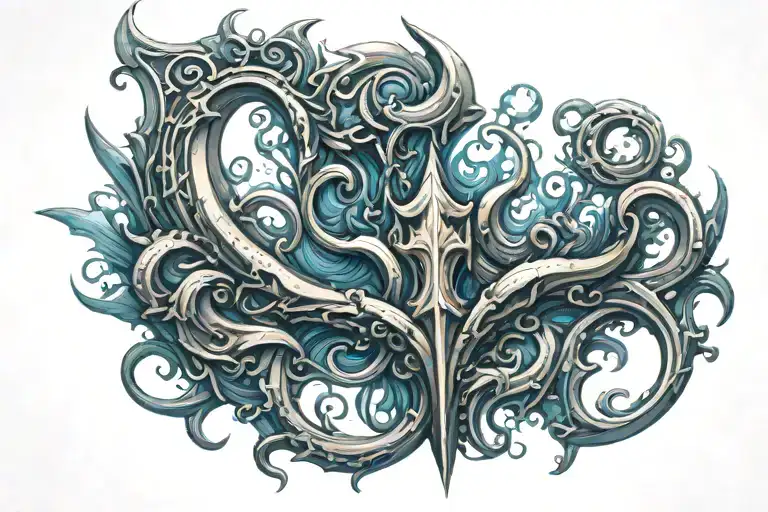 poseidon trident tattoo design idea