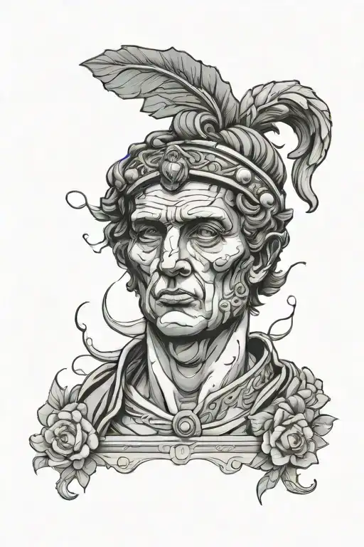 caesar statue of julius tattoo design idea